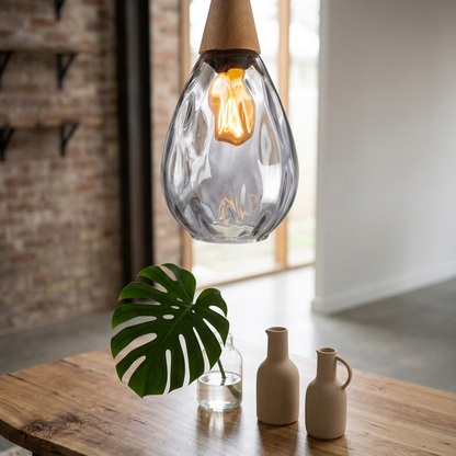 Elara Haus Wavy Glass Pear Pendant Ceiling Light