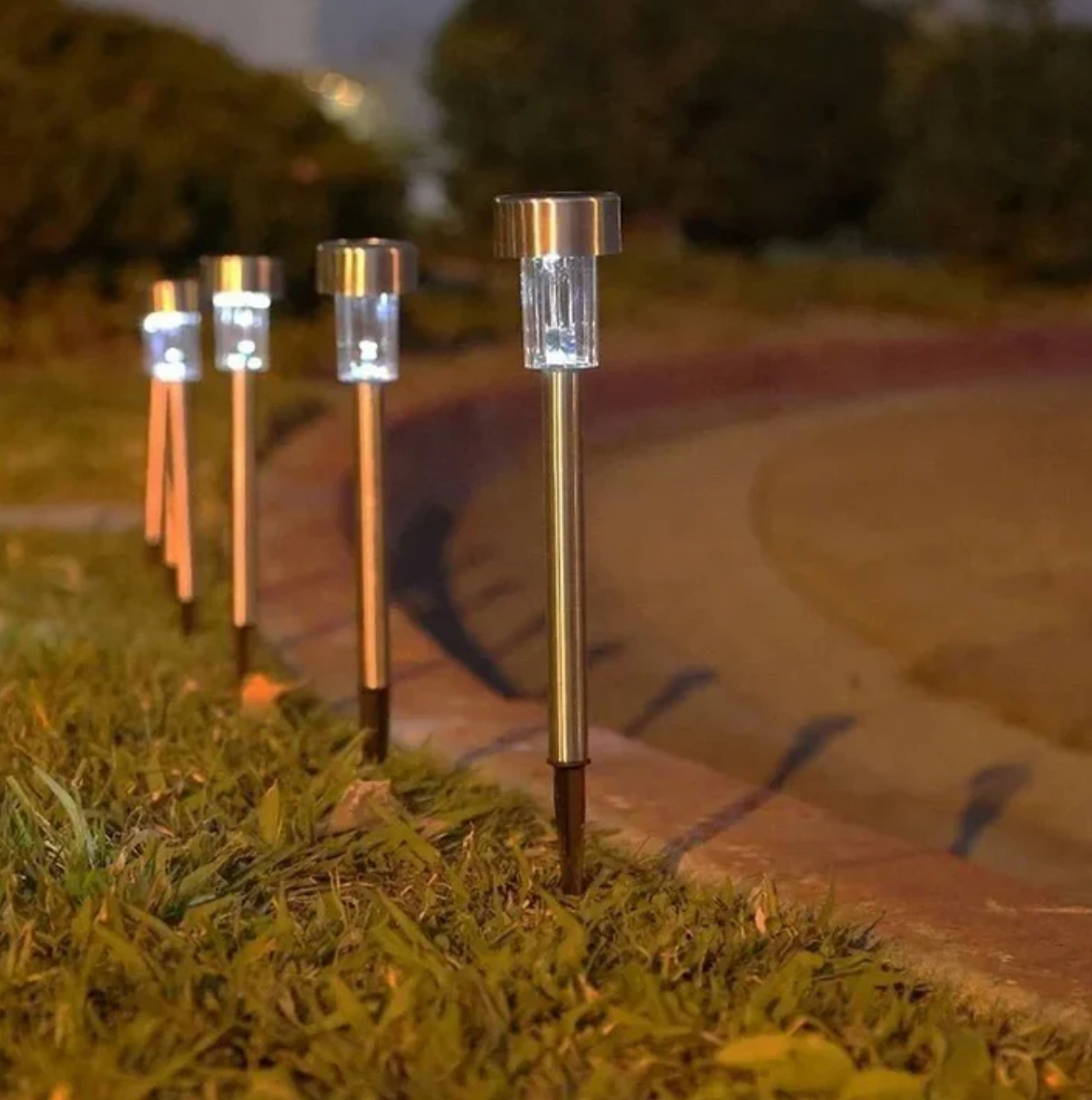 Solar LED garden lights - stainless steel path lighting 2