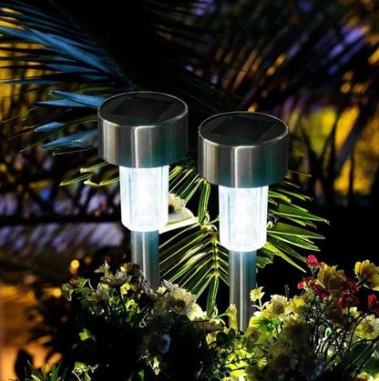 Solar LED garden lights - stainless steel path lighting 3