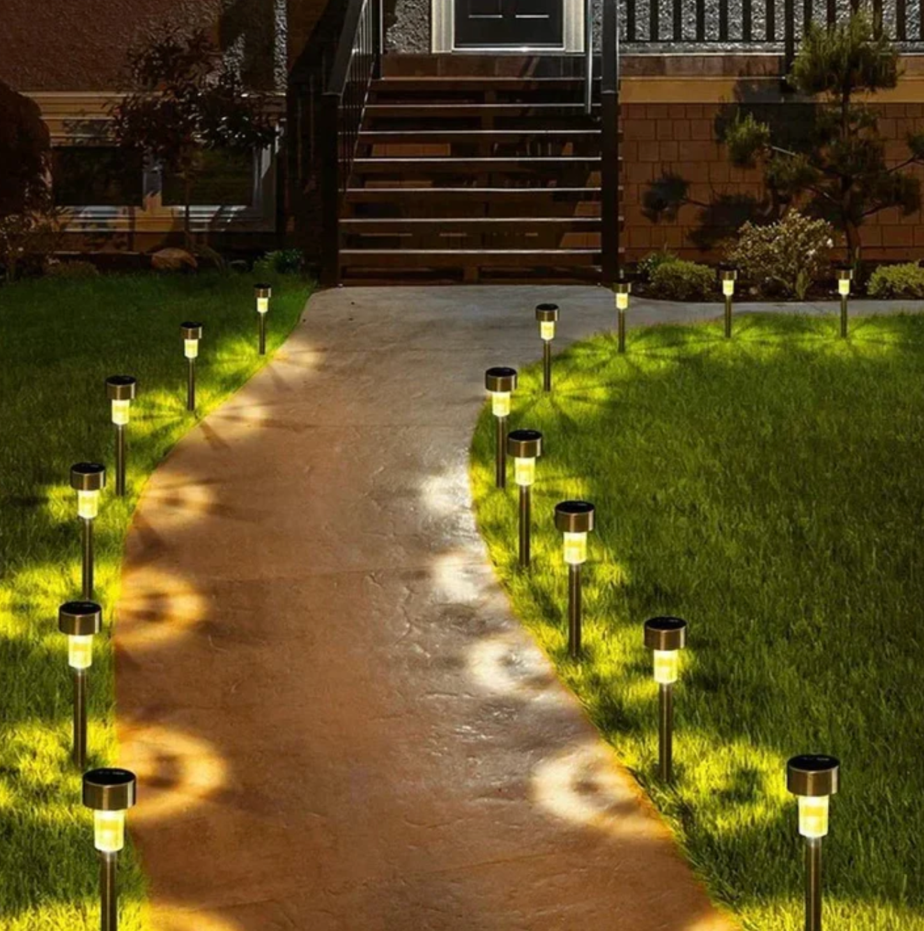 Solar LED garden lights - stainless steel path lighting 4