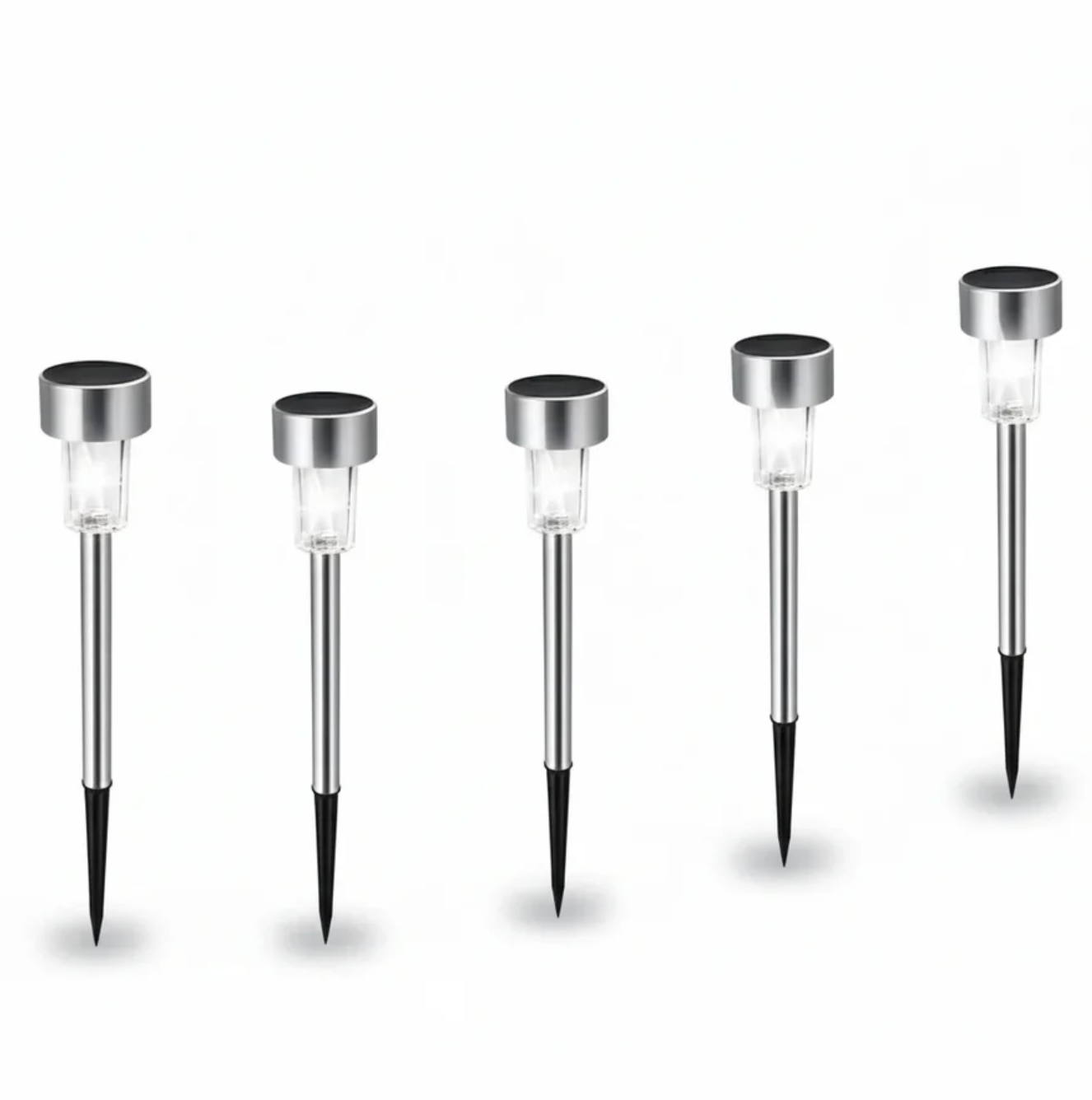 Solar LED garden lights - stainless steel path lighting 7
