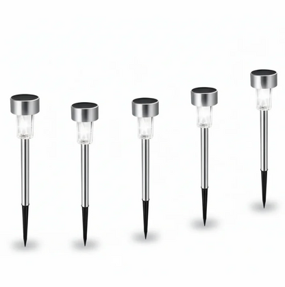 Solar LED garden lights - stainless steel path lighting 7