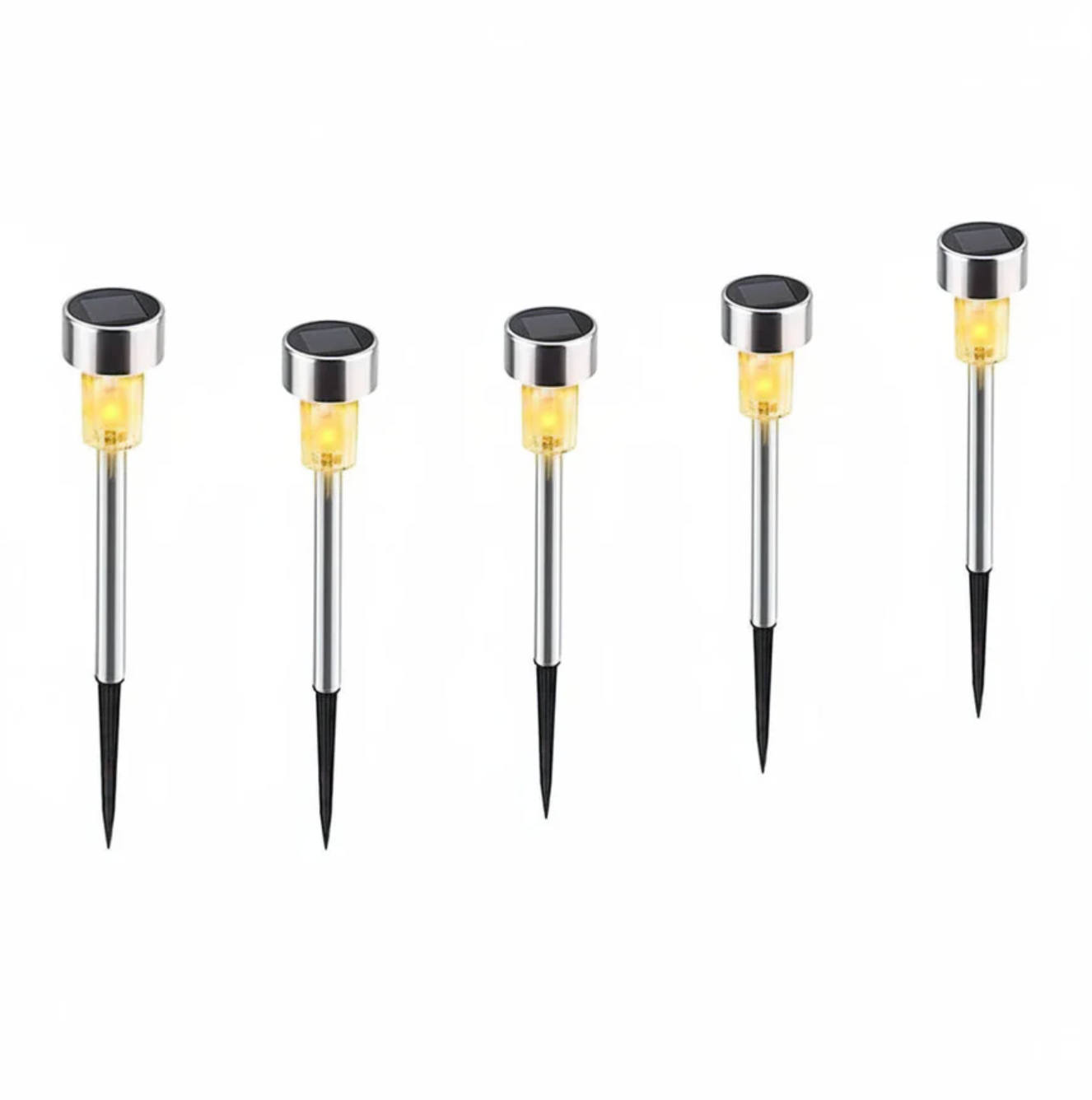 Solar LED garden lights - stainless steel path lighting 8