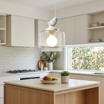 Elara Haus Whimsical Bird & Glass Pendant Light