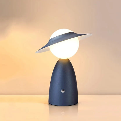 LED table lamp in the shape of a character with a hat – a designer night lamp for the living room or bedroom 0