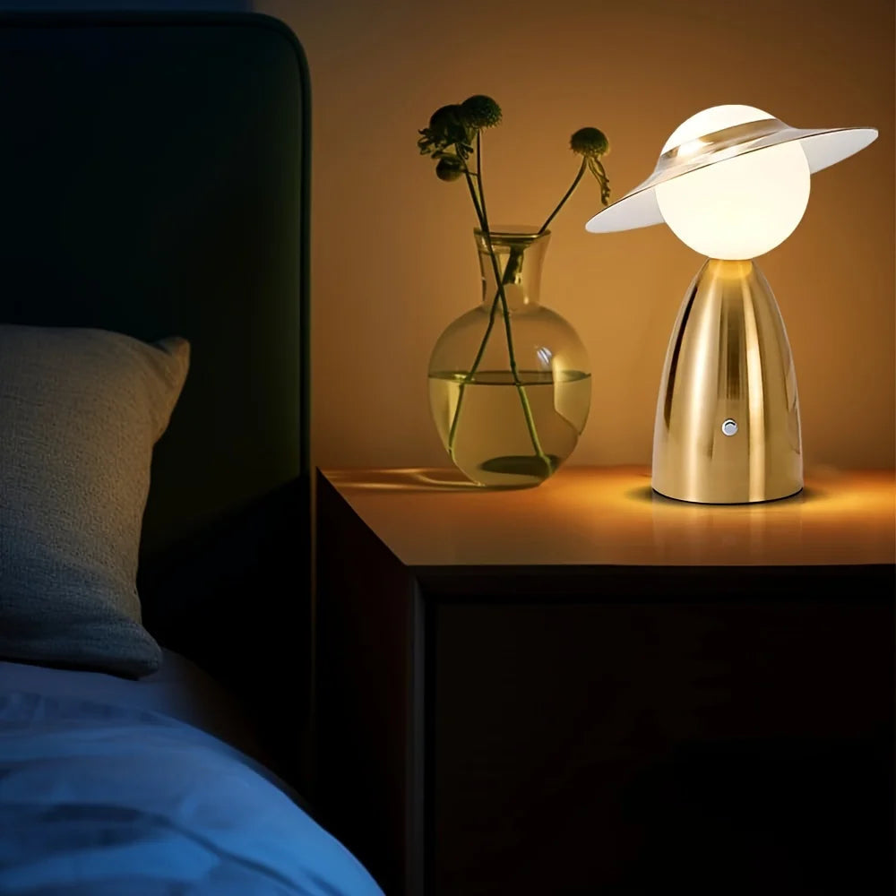 LED table lamp in the shape of a character with a hat – a designer night lamp for the living room or bedroom 3