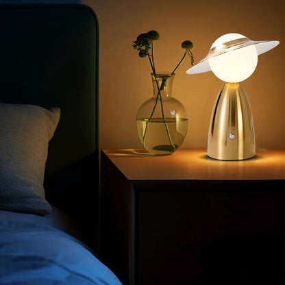 LED table lamp in the shape of a character with a hat – a designer night lamp for the living room or bedroom 3