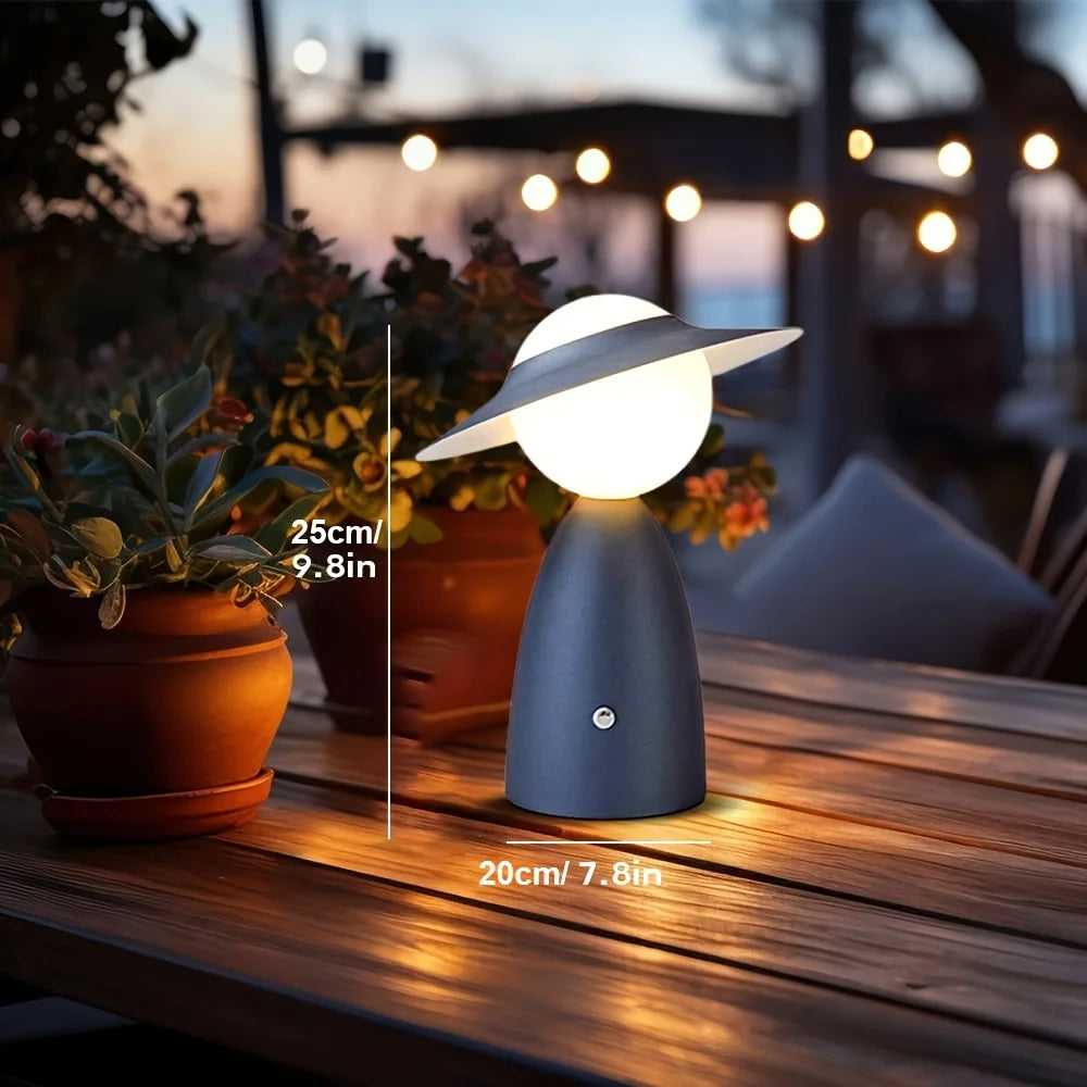 LED table lamp in the shape of a character with a hat – a designer night lamp for the living room or bedroom 4