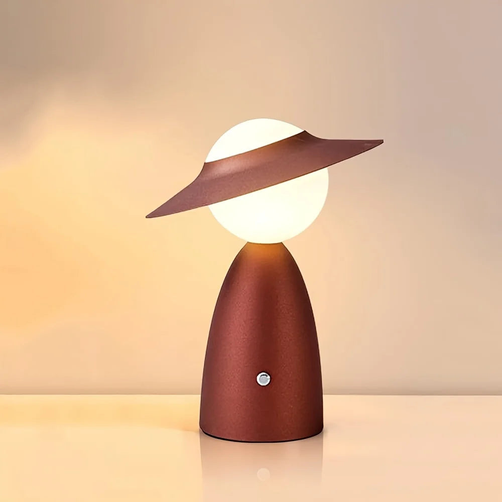 LED table lamp in the shape of a character with a hat – a designer night lamp for the living room or bedroom 6