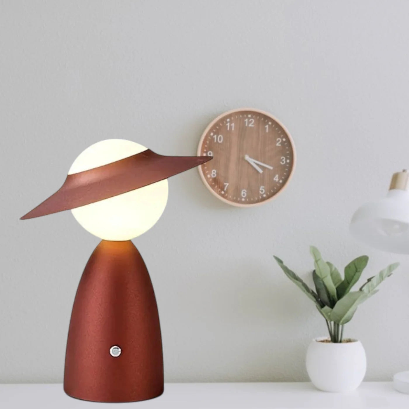 LED table lamp in the shape of a character with a hat – a designer night lamp for the living room or bedroom 7