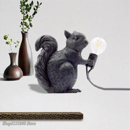 Decorative LED lamp in the shape of a squirrel – a designer figurine with a light bulb, for interiors and gardens 0