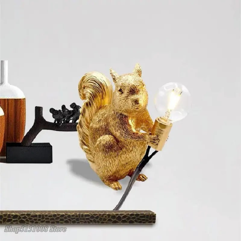 Decorative LED lamp in the shape of a squirrel – a designer figurine with a light bulb, for interiors and gardens 4