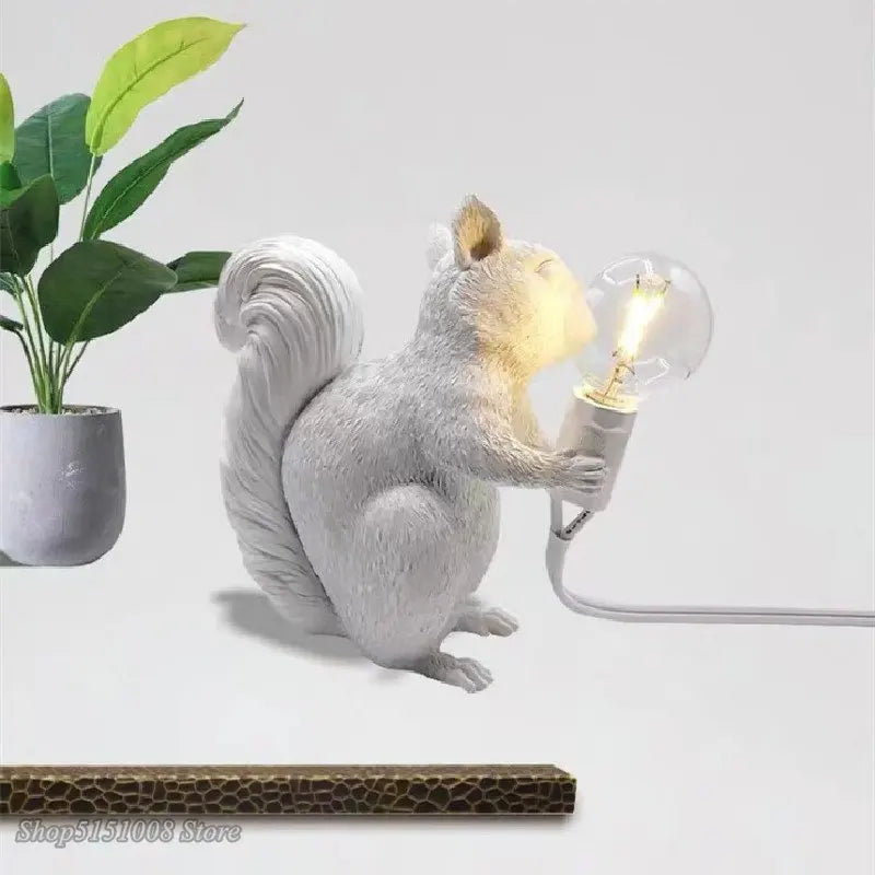 Decorative LED lamp in the shape of a squirrel – a designer figurine with a light bulb, for interiors and gardens 5