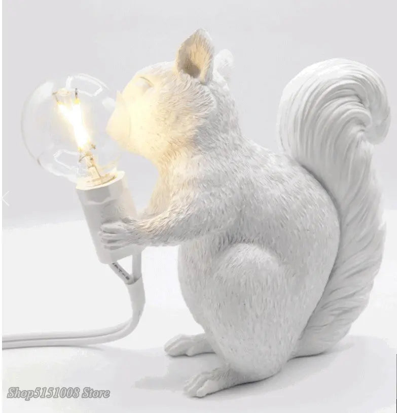 Decorative LED lamp in the shape of a squirrel – a designer figurine with a light bulb, for interiors and gardens 6
