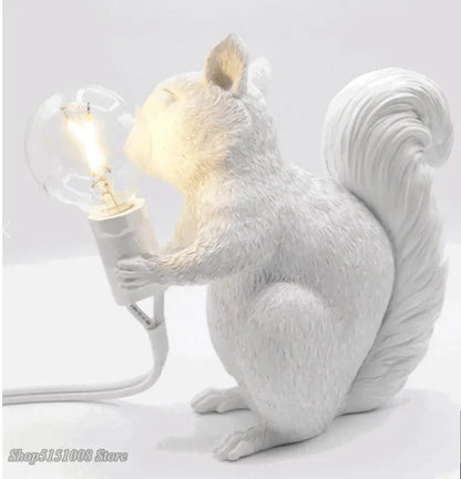 Decorative LED lamp in the shape of a squirrel – a designer figurine with a light bulb, for interiors and gardens 6