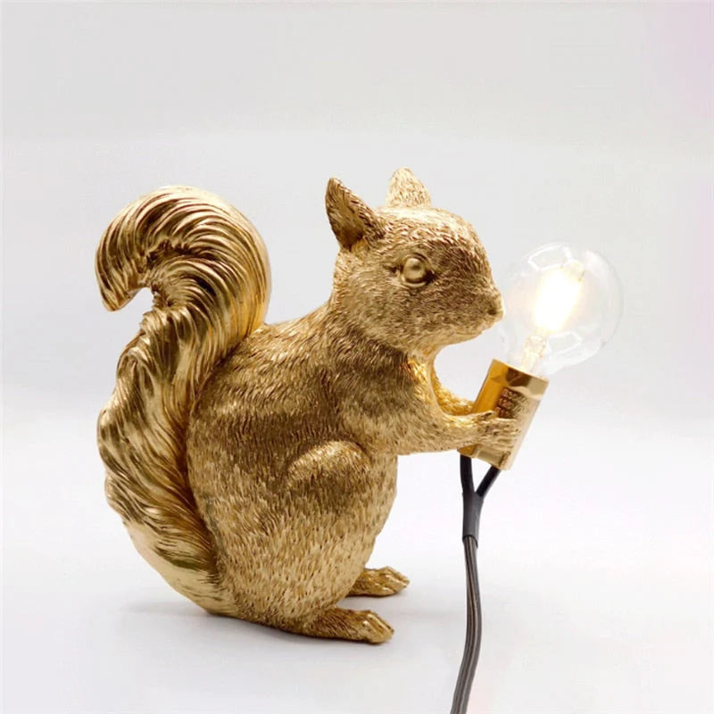 Decorative LED lamp in the shape of a squirrel – a designer figurine with a light bulb, for interiors and gardens 7