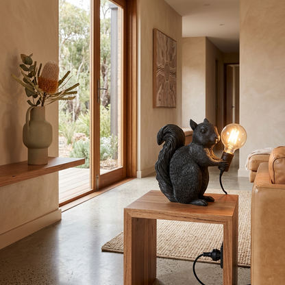 Elara Haus Whimsical Squirrel Figurine Table Lamp