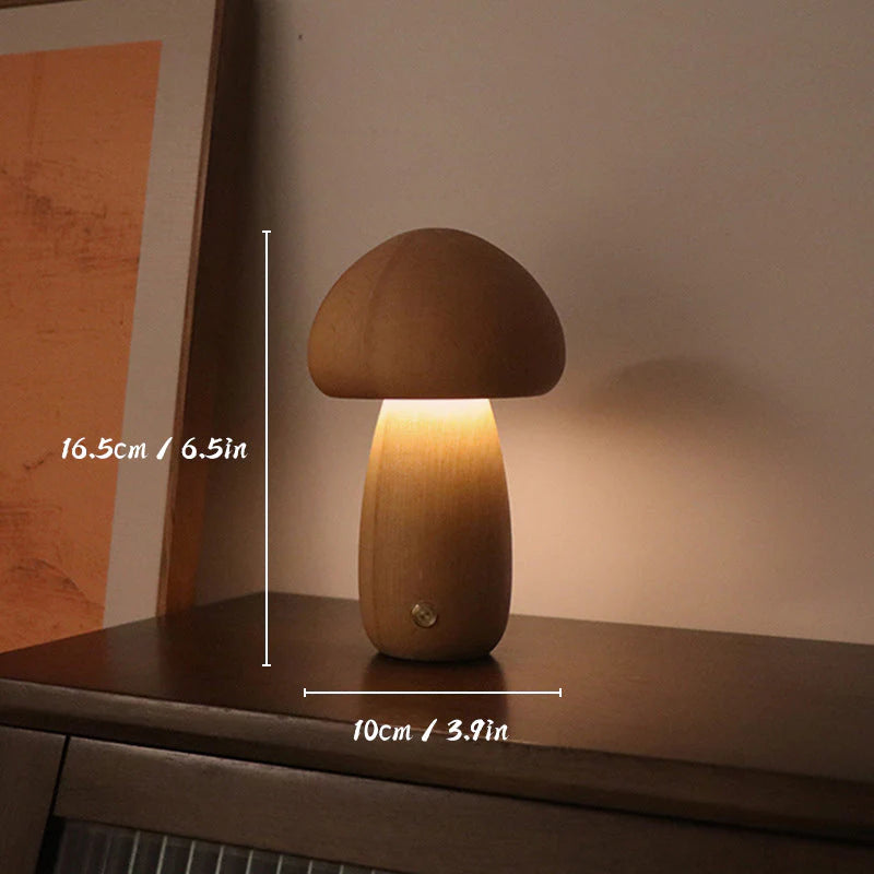 Wooden mushroom-shaped LED table lamp – a cozy night light 8