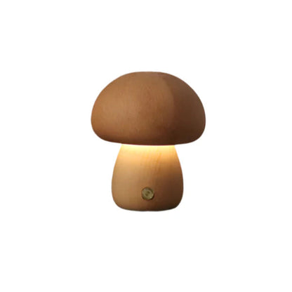 Wooden mushroom-shaped LED table lamp – a cozy night light 0