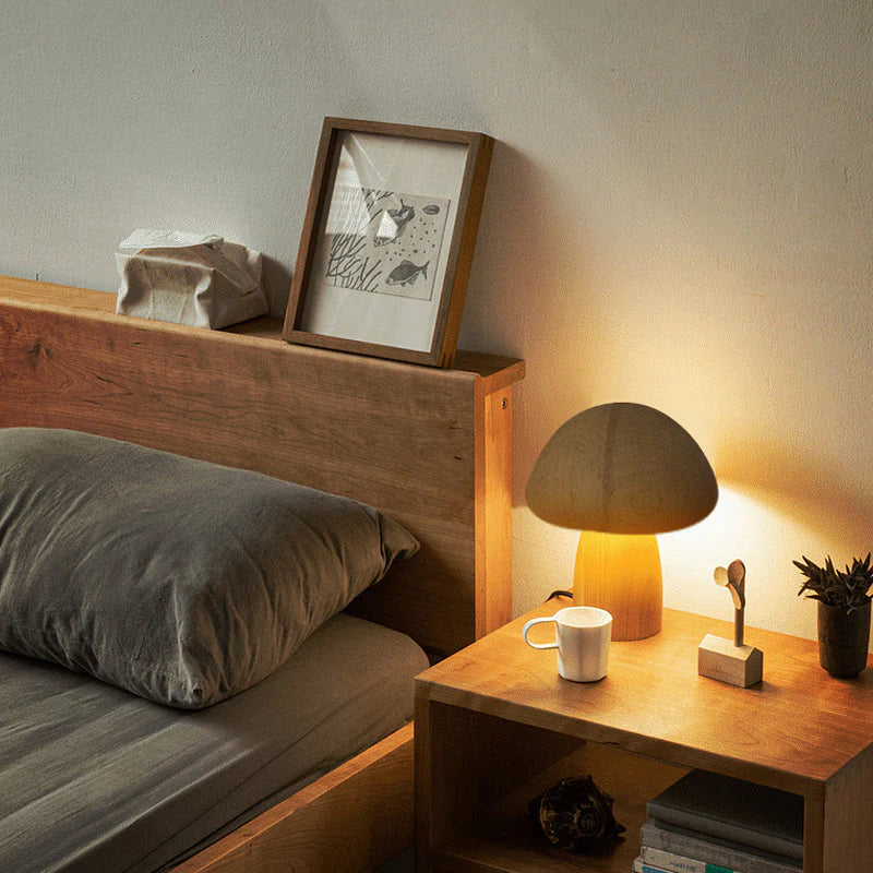 Wooden mushroom-shaped LED table lamp – a cozy night light 3