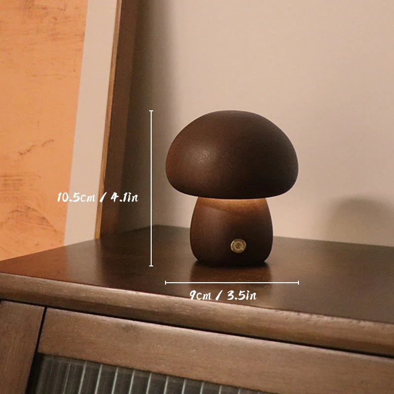 Wooden mushroom-shaped LED table lamp – a cozy night light 5
