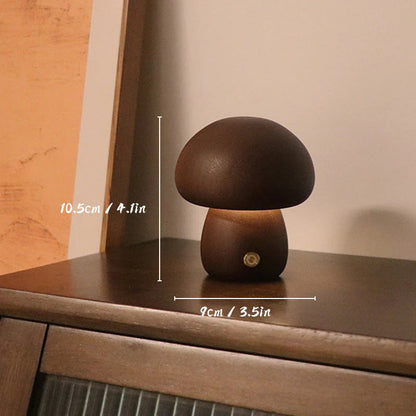 Wooden mushroom-shaped LED table lamp – a cozy night light 5