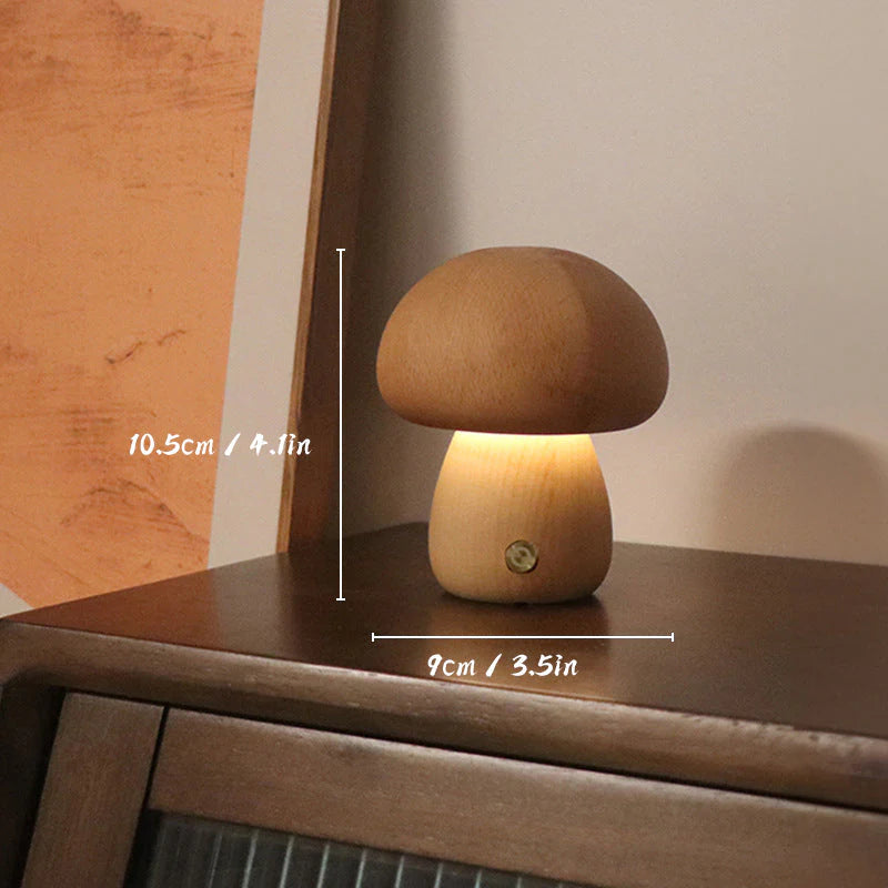 Wooden mushroom-shaped LED table lamp – a cozy night light 6