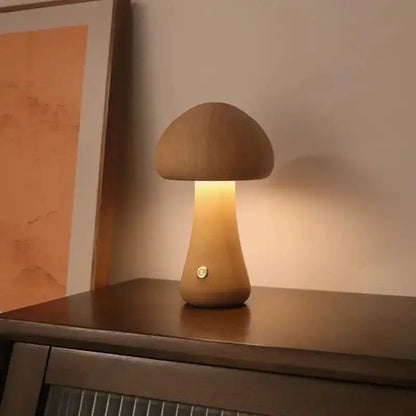 Wooden mushroom-shaped LED table lamp – a cozy night light 7