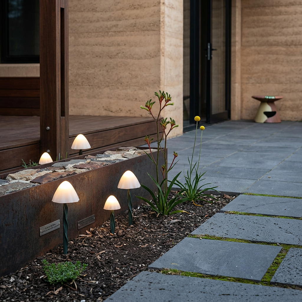 Elara Haus Whimsical Weatherproof Polymer Solar Mushroom Garden Lights