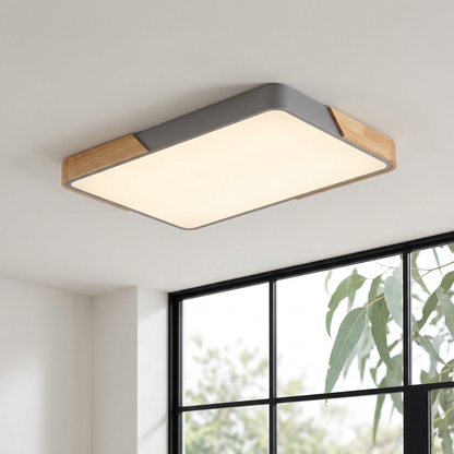 Elara Haus Wood-Trimmed Overhead Panel Lamp