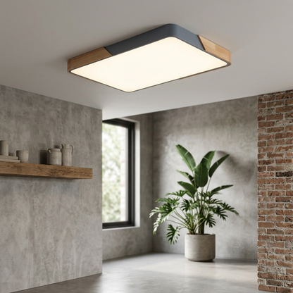 Elara Haus Wood-Trimmed Overhead Panel Lamp