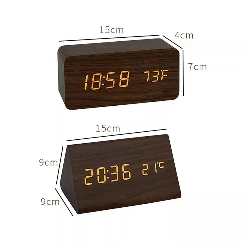 LED Smart Alarm Clock | Modern Voice-Controlled Wooden Design 7