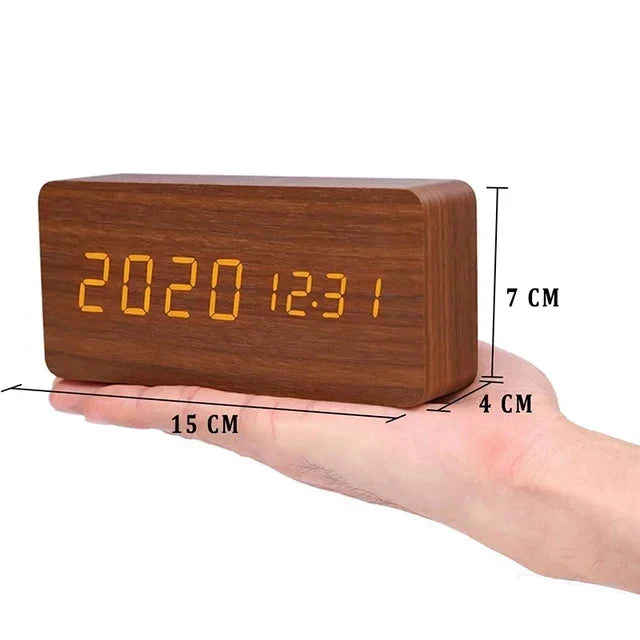LED Smart Alarm Clock | Modern Voice-Controlled Wooden Design 9
