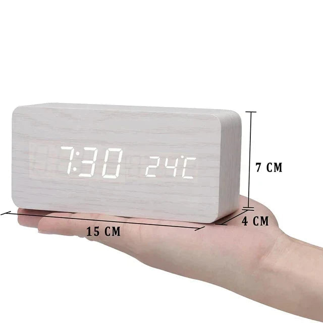 LED Smart Alarm Clock | Modern Voice-Controlled Wooden Design 10