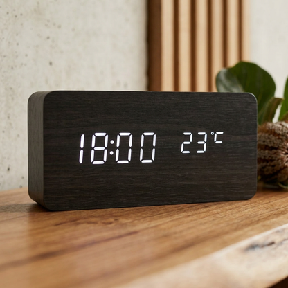 Elara Haus Wooden Block Digital Desk Alarm Clock