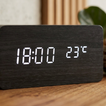 Elara Haus Wooden Block Digital Desk Alarm Clock