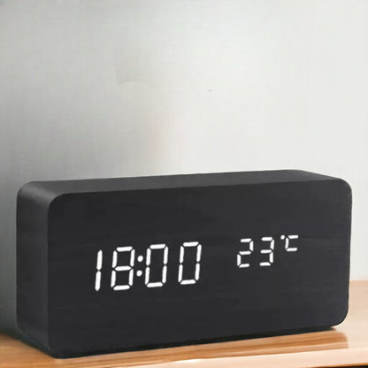 LED Smart Alarm Clock | Modern Voice-Controlled Wooden Design 0