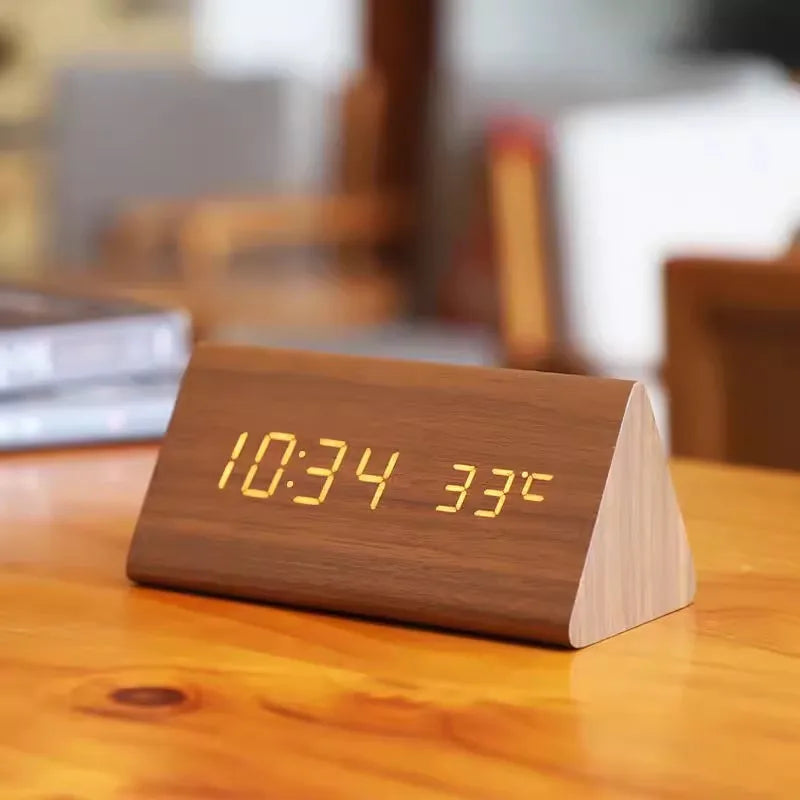 LED Smart Alarm Clock | Modern Voice-Controlled Wooden Design 2