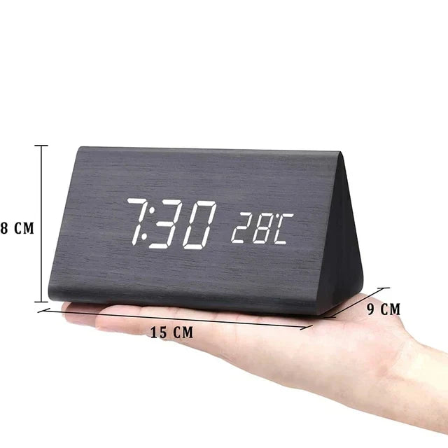 LED Smart Alarm Clock | Modern Voice-Controlled Wooden Design 3