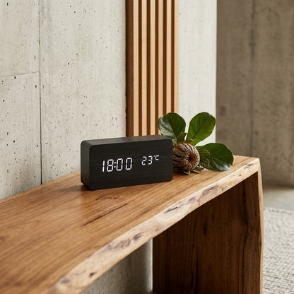 Elara Haus Wooden Block Digital Desk Alarm Clock