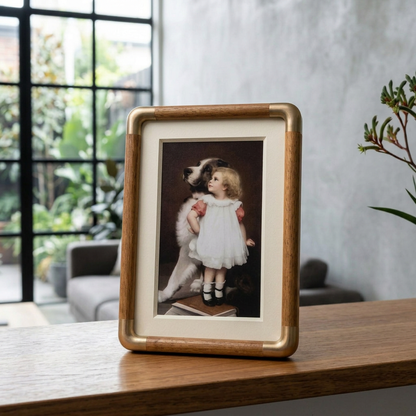 Elara Haus Wooden Tabletop Picture Frame with Corner Detail