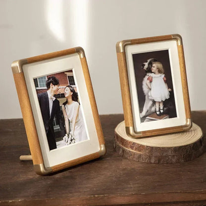 Brooks Tabletop Photo Frame | Vintage Wood & Brass Design 2