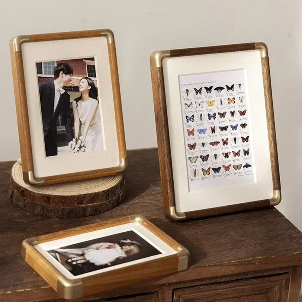 Brooks Tabletop Photo Frame | Vintage Wood & Brass Design 3