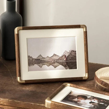 Brooks Tabletop Photo Frame | Vintage Wood & Brass Design 4