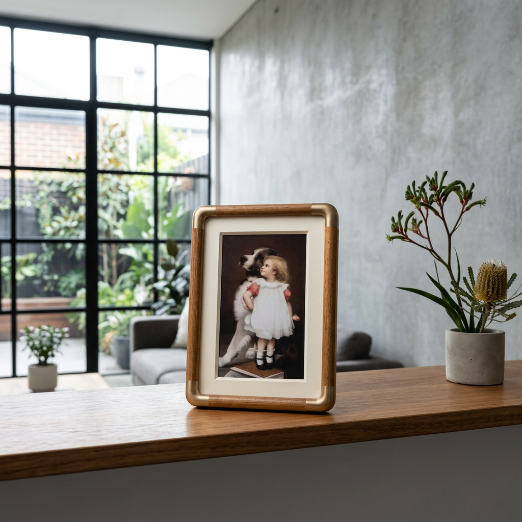 Elara Haus Wooden Tabletop Picture Frame with Corner Detail