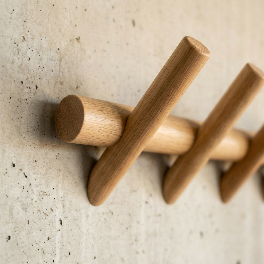 Elara Haus Wooden Wall Coat Rack with Angled Pegs