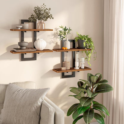 Elara Haus 2-Tier Metal Frame Wall Shelves Set