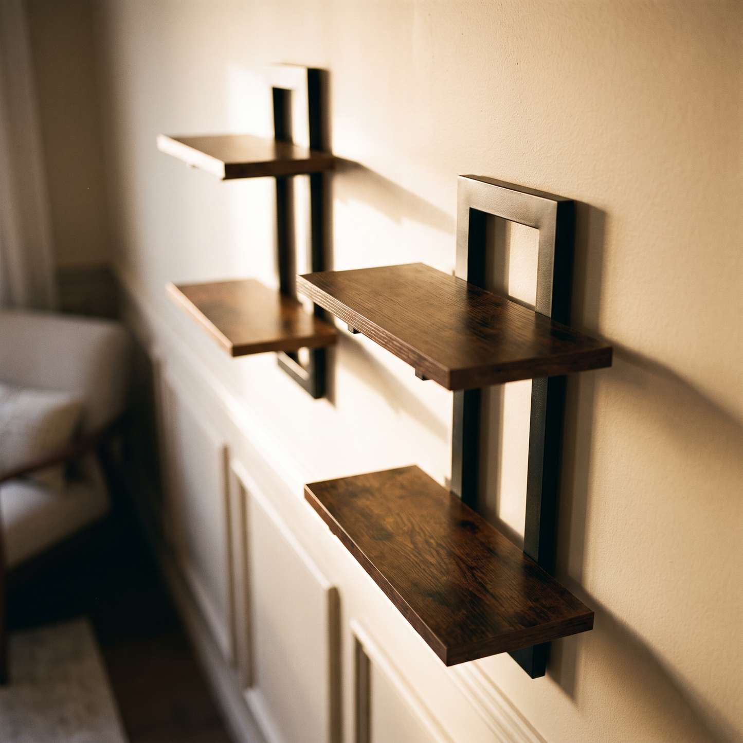 Elara Haus 2-Tier Metal Frame Wall Shelves Set