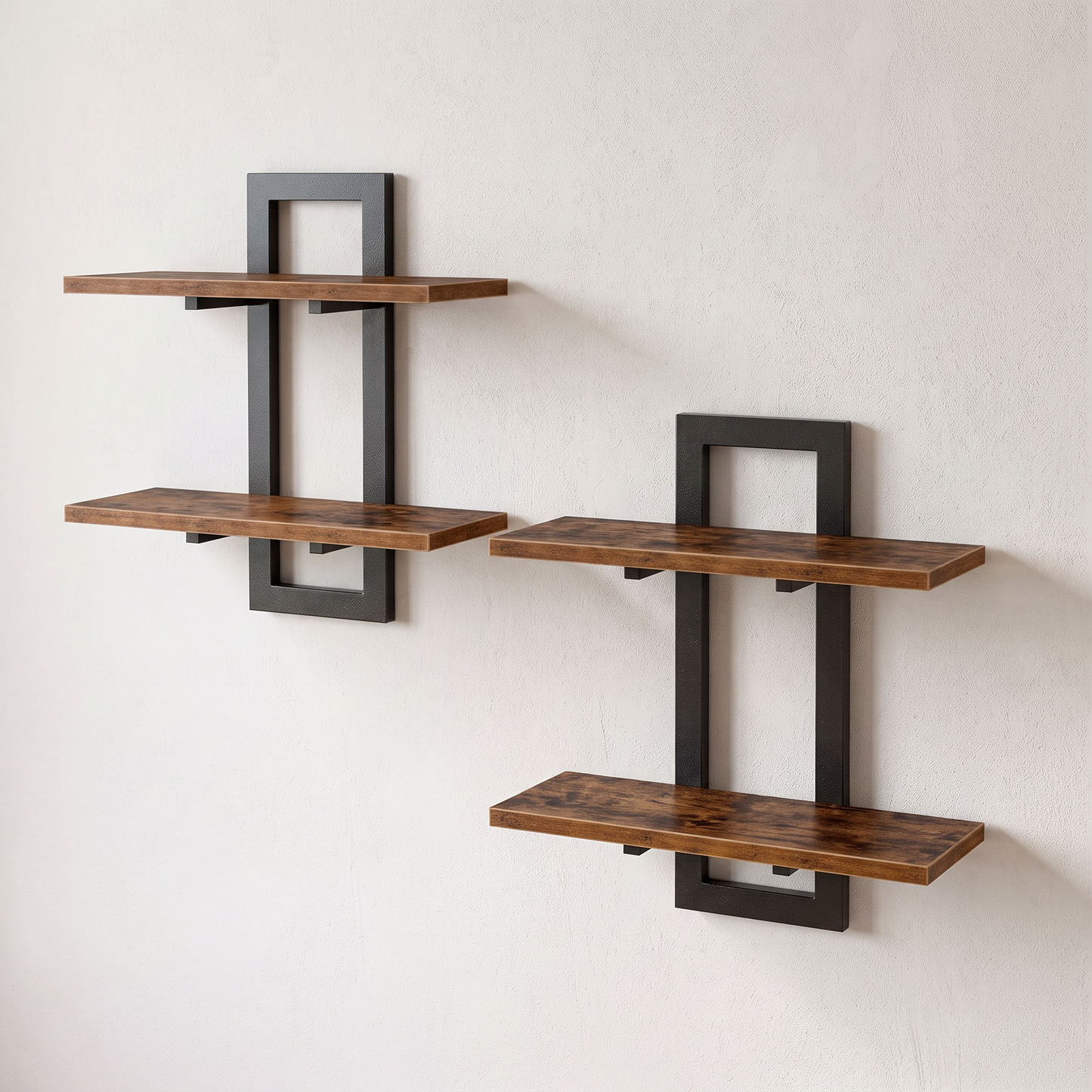 Elara Haus 2-Tier Metal Frame Wall Shelves Set