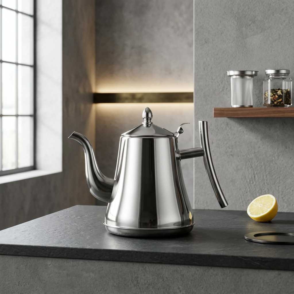 Elara Haus Contemporary Brushed Steel Loose Leaf Kettle